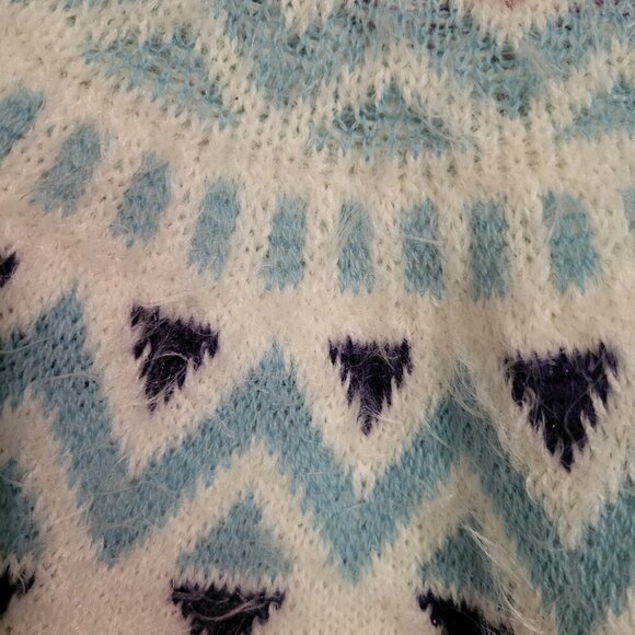 Time and Tru NWOT Fair Isle Fuzzy Ivory Gold Pink & Blue Sweater Size XXL - Picture 7 of 10